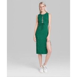 Green Wild Fable Dress with slit tie front knit bodycon NWT new M Medium